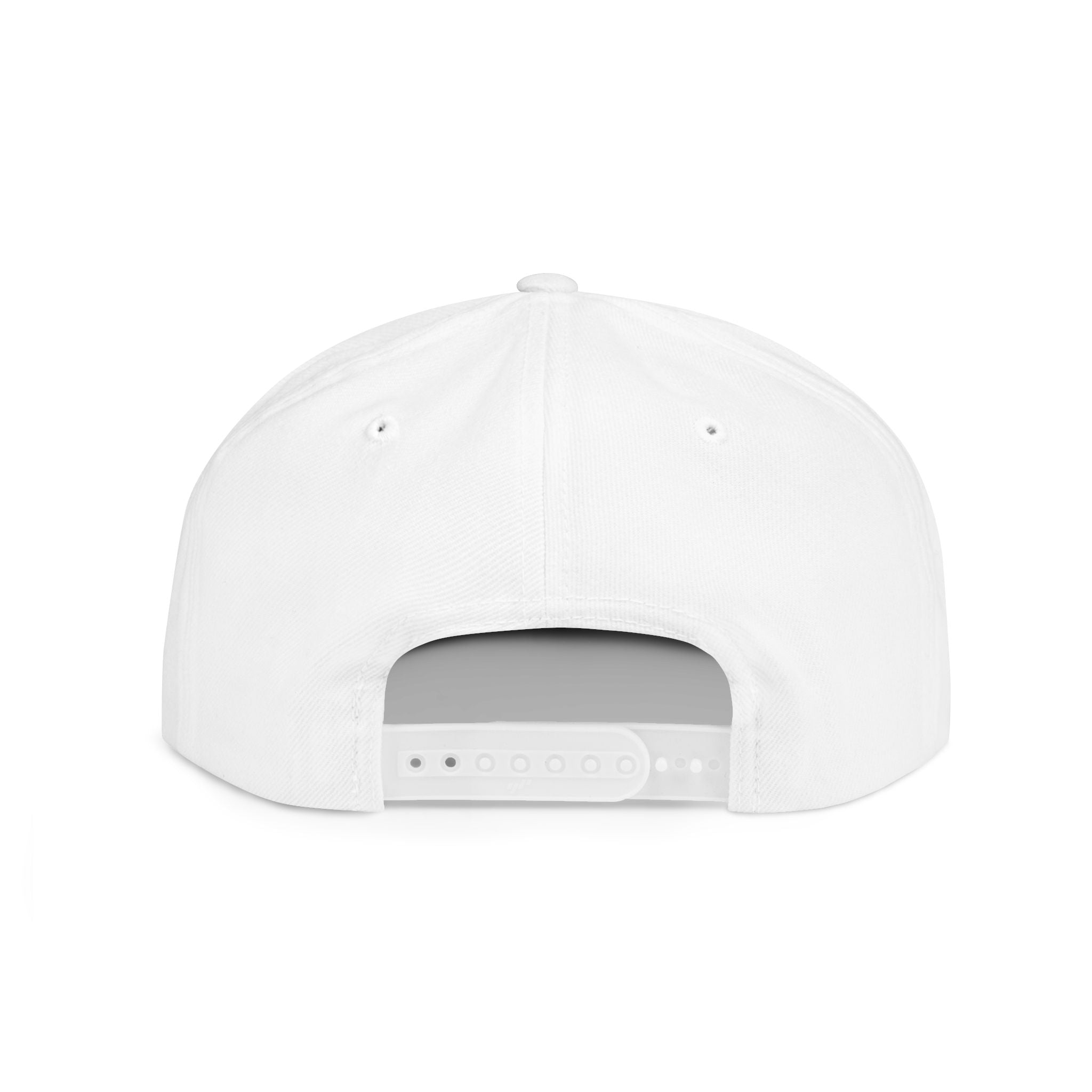 Fulfill Engine flat bill snapback hat with white USA USO embroidery, black color, one size, stylish men's or women's hat.