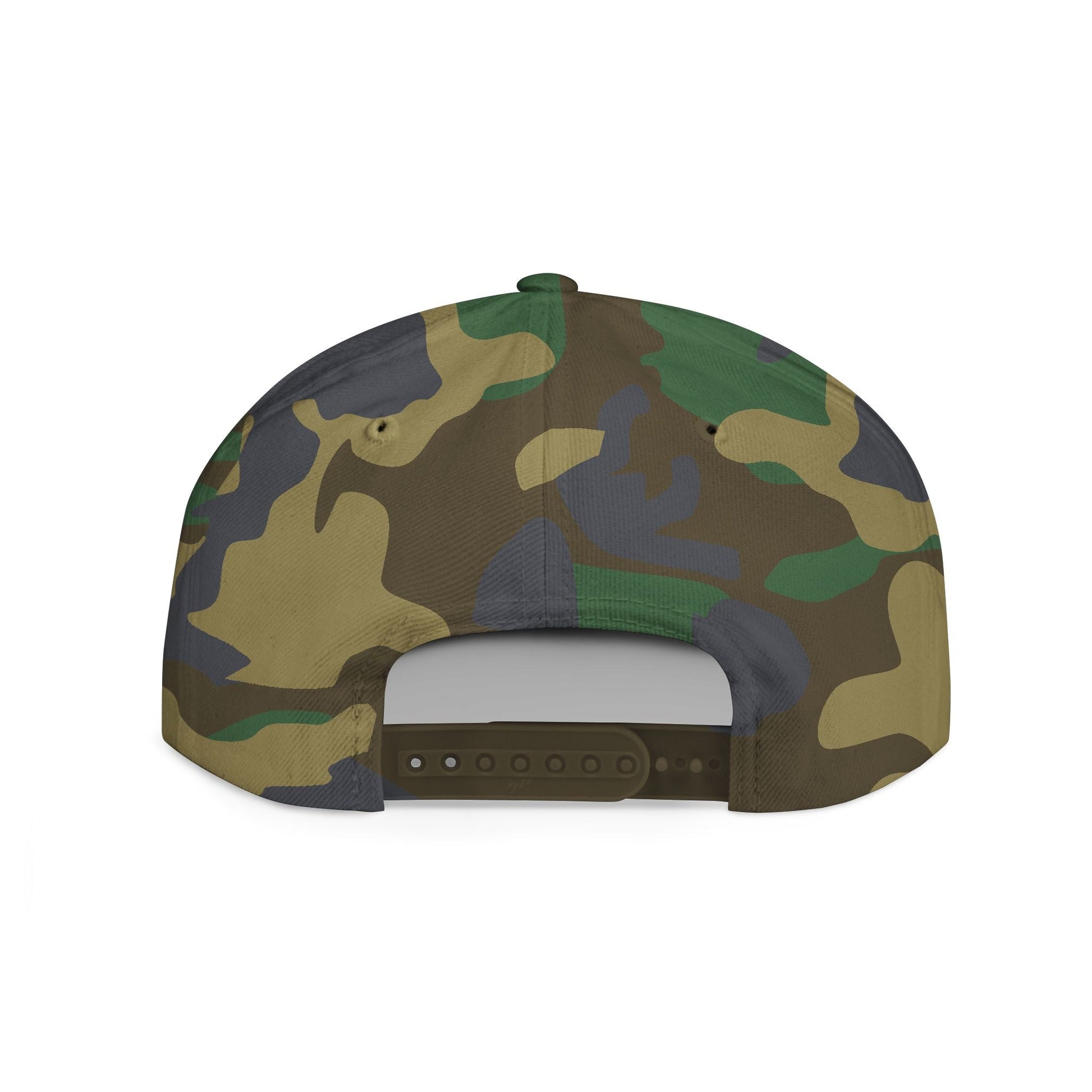 Fulfill Engine flat bill snapback hat with white USA USO embroidery, black adjustable hat, one size, stylish and casual headwear.