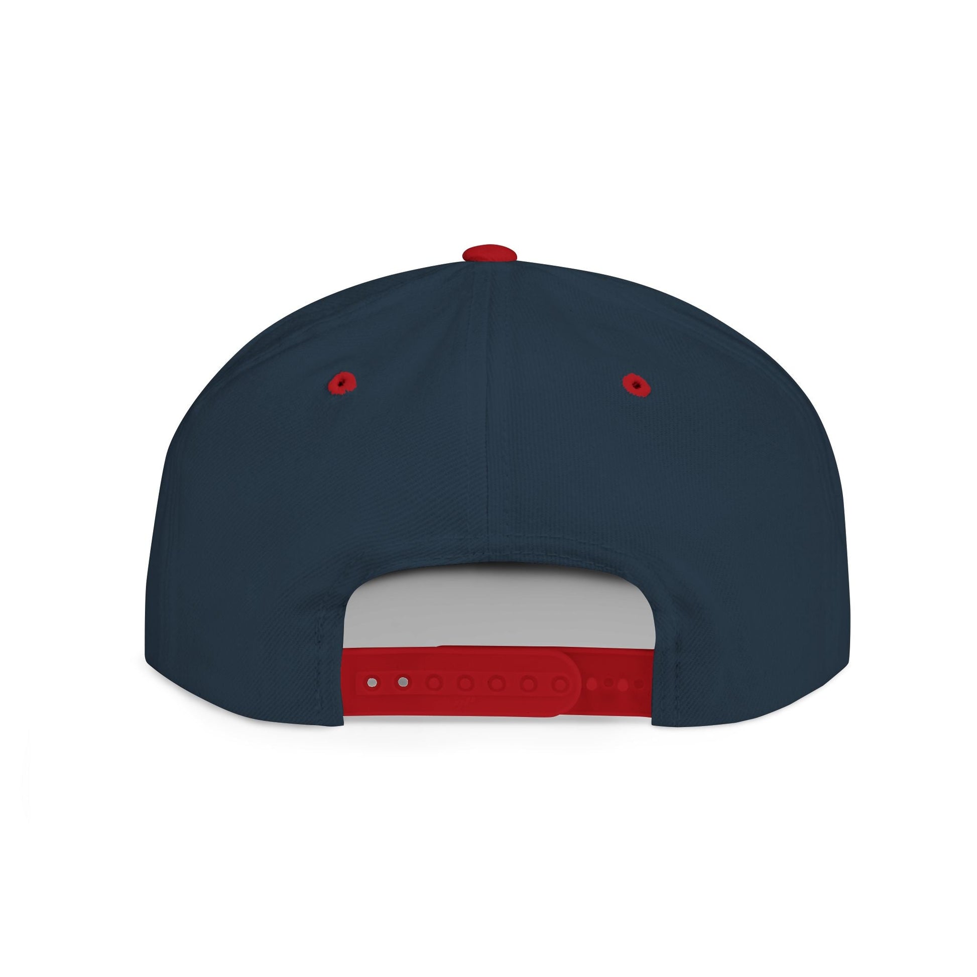 Fulfill Engine flat bill snapback hat with white USA USO embroidery, adjustable one size black baseball cap.