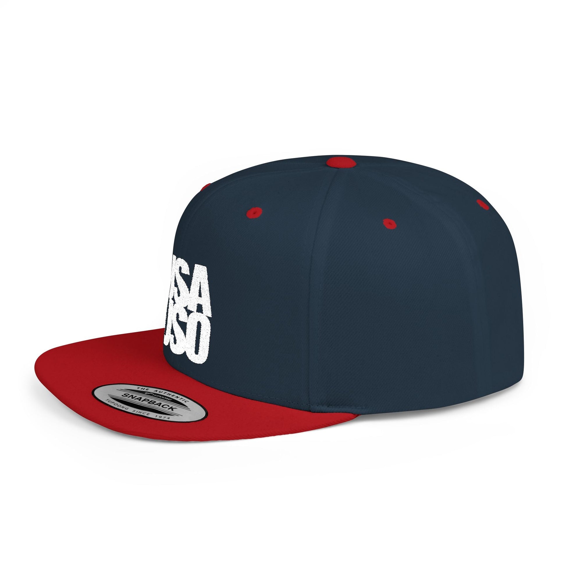 Fulfill Engine flat bill snapback hat with white USA USO embroidery, black adjustable hat, sports style, one size fits most