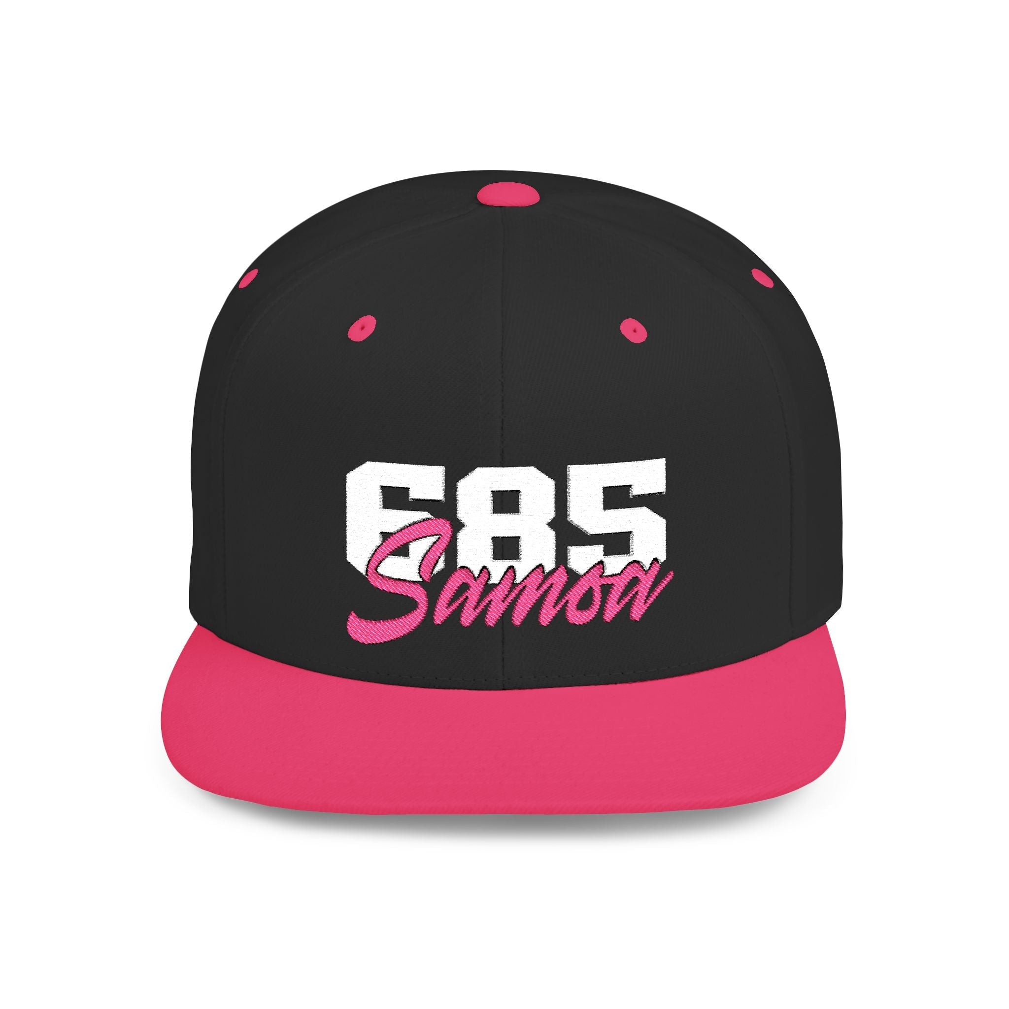 Flat Bill Snapback Hat - 685 Samoa - White & Neon Pink Embroidery - AU/NZ/USA - The Koko Samoa