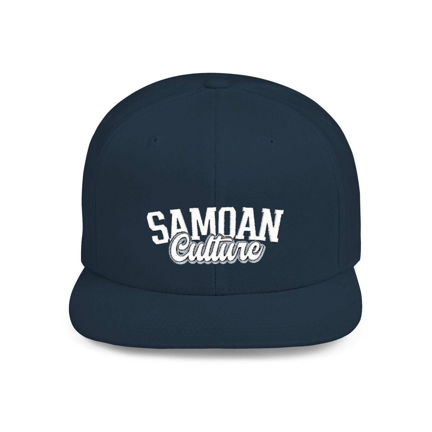 Flat Bill Snapback Hat - Samoa Culture - White & Grey Embroidery - AU/NZ/USA - The Koko Samoa