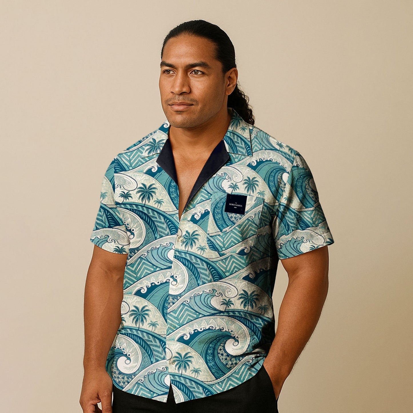 KoaTech™ - Hawaiian Button - Down Shirt - Blue Waves - AU/NZ/USA - The Koko Samoa