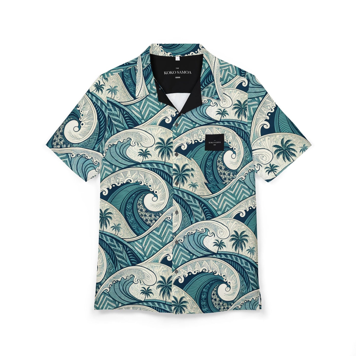 KoaTech™ - Hawaiian Button - Down Shirt - Blue Waves - AU/NZ/USA - The Koko Samoa