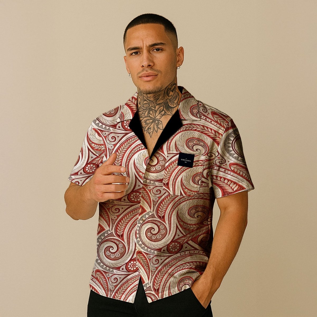 KoaTech™ - Hawaiian Button - Down Shirt - Firecrest - AU/NZ/USA - The Koko Samoa