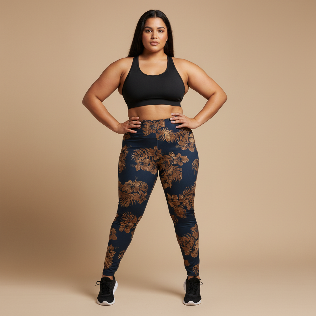 FYBY IslandFlex mid-rise leggings in Fagaloa Twilight, black, showing the fitted style and soft fabric texture.