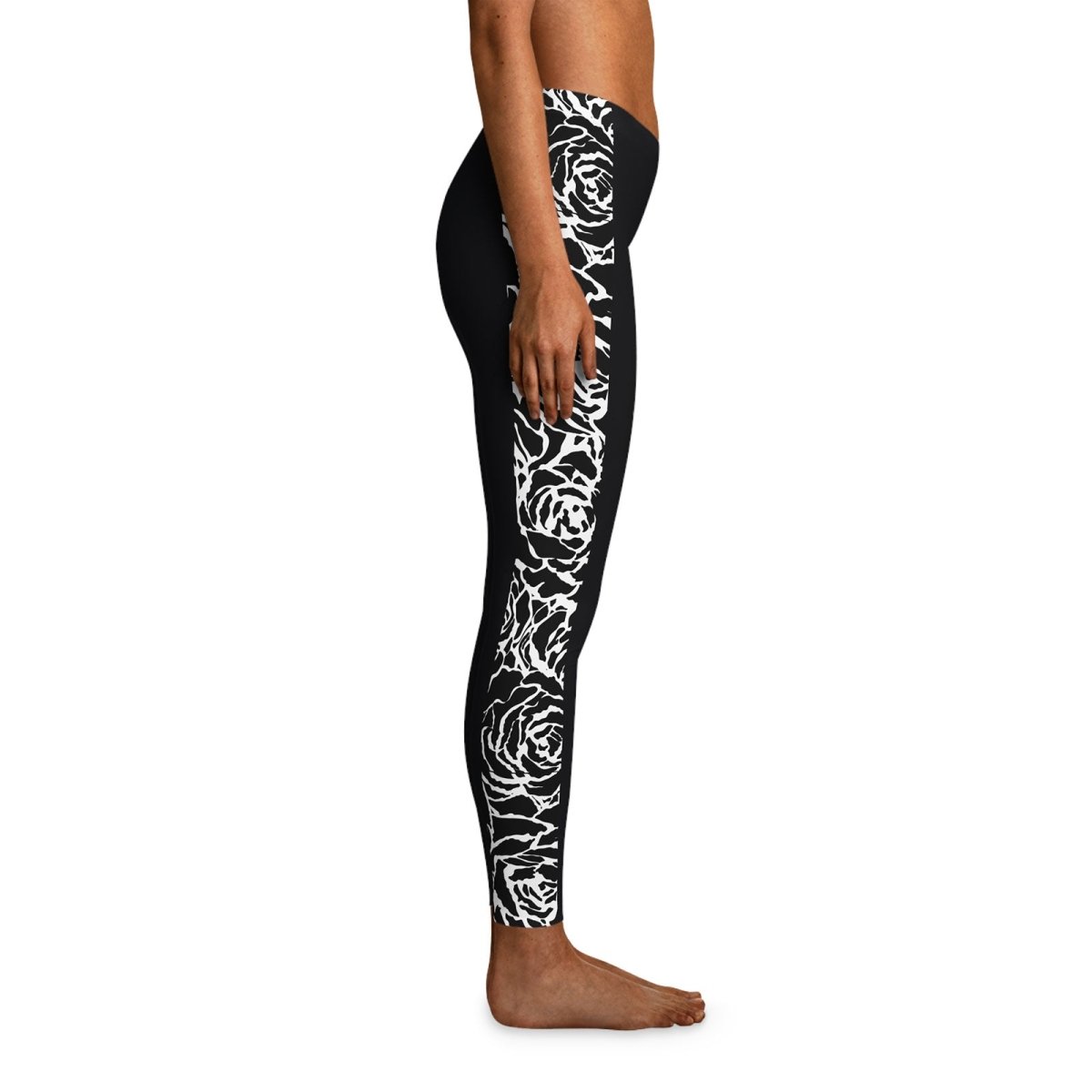 Black FYBY IslandFlex mid-rise leggings featuring a sleek fit and subtle Faleasiu Nights design, ideal for active wear.