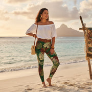 IslandFlex Mid - Rise Leggings - Tafatafa Greens - AU/NZ/USA - The Koko Samoa