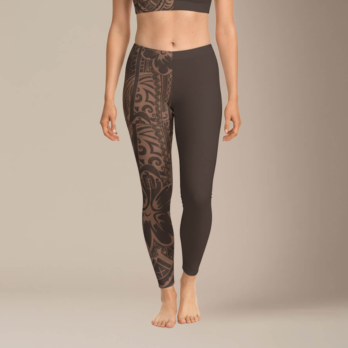 FYBY IslandFlex mid-rise leggings in Bloom Mocha Mousse with seamless design and matching thread color.