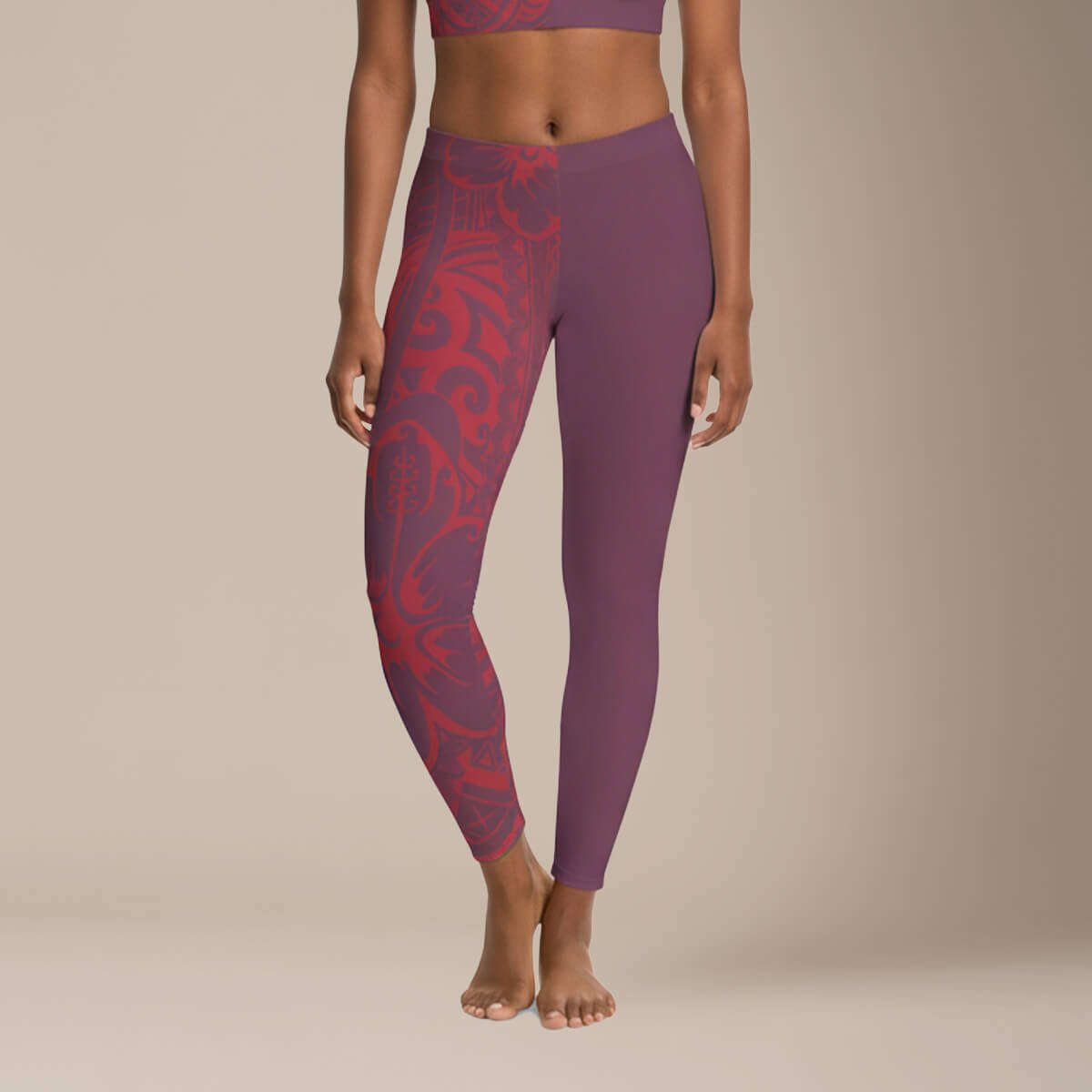 FYBY IslandFlex mid-rise leggings in Bloom Winterberry Red, showing the seamless design and vibrant color.