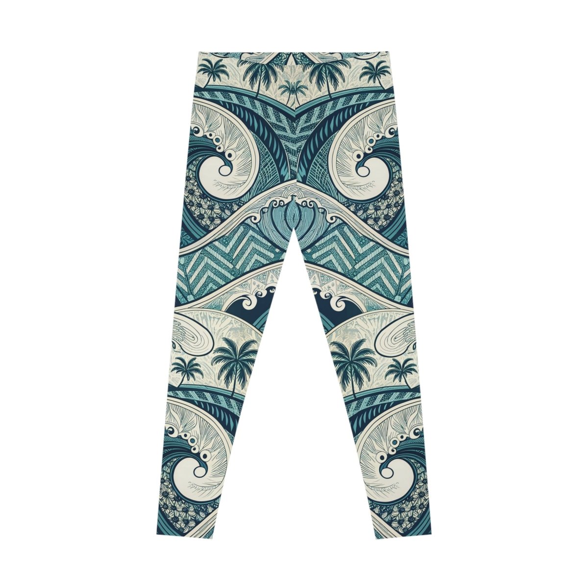 FYBY IslandFlex mid-rise leggings in Blue Waves with matching thread, featuring a seamless design and comfortable fit.