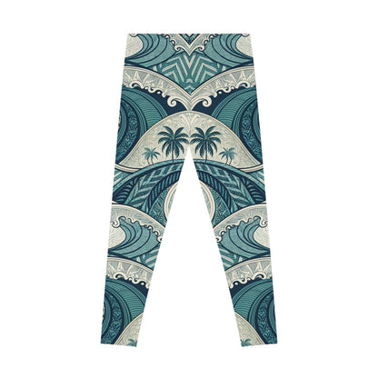 IslandFlex Mid - Rise Leggings - Blue Waves - AU/NZ/USA - The Koko Samoa