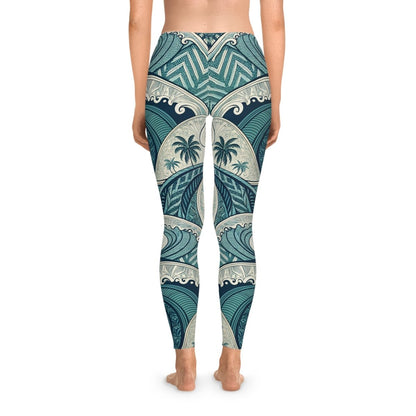 IslandFlex Mid - Rise Leggings - Blue Waves - AU/NZ/USA - The Koko Samoa
