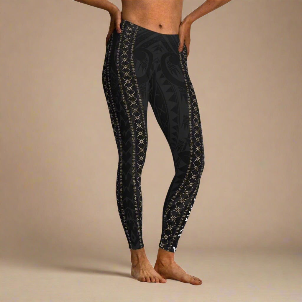 FYBY IslandFlex Mid-Rise Leggings in Malu design, featuring a comfortable fit and seamless thread color matching.