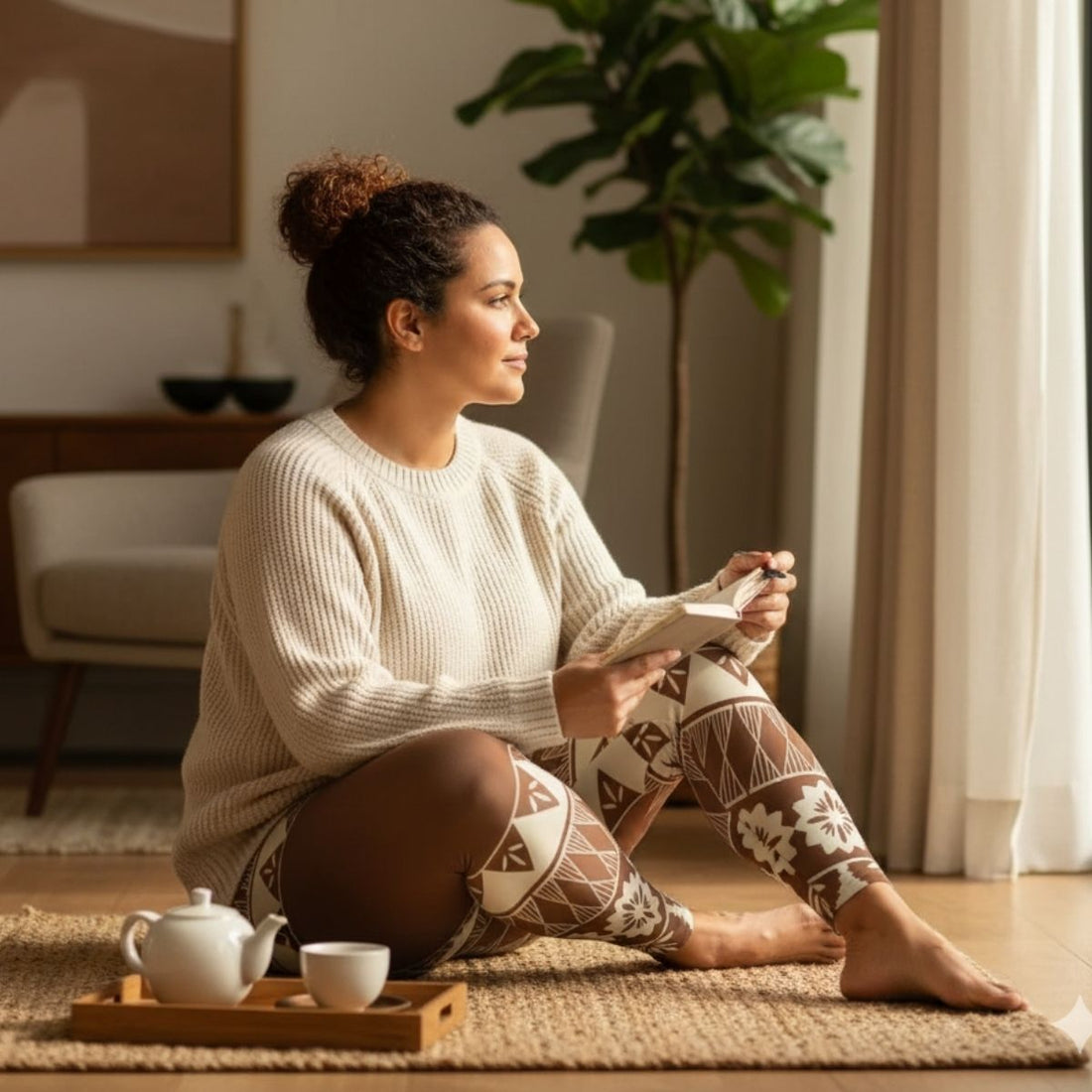 PasifikaOne Mid - Rise Leggings - Fiji Brown - AU/NZ/USA - The Koko Samoa