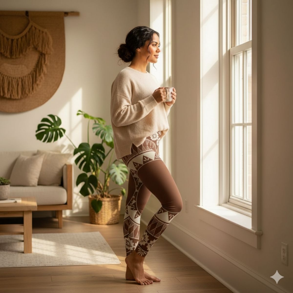 PasifikaOne Mid - Rise Leggings - Fiji Brown - AU/NZ/USA - The Koko Samoa