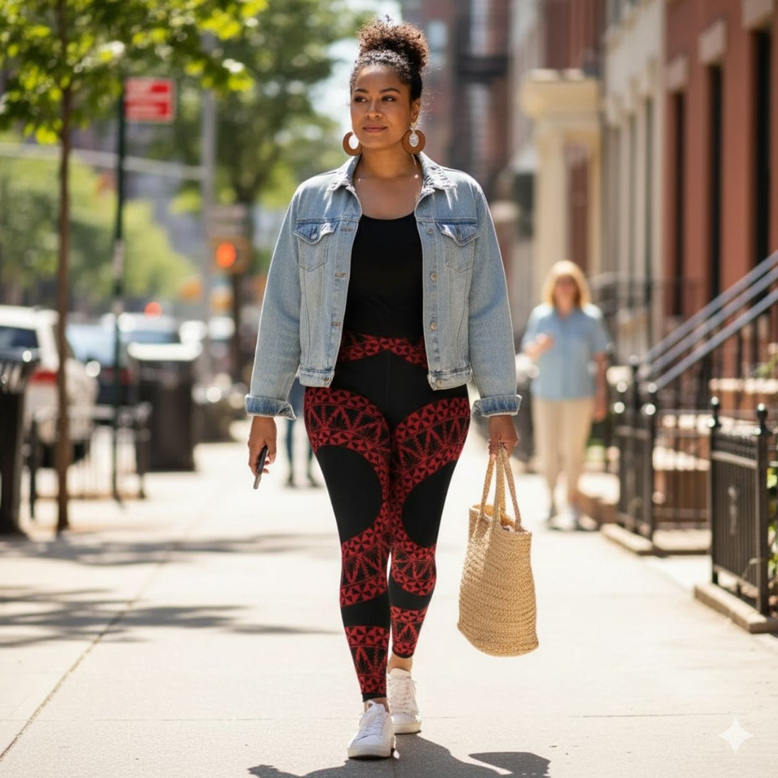 PasifikaOne Mid - Rise Leggings - Tonga Black Red - AU/NZ/USA - The Koko Samoa