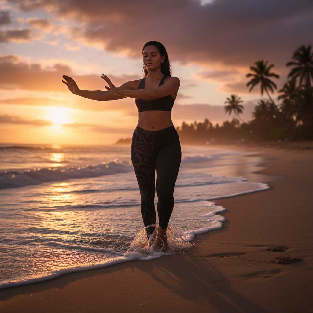 IslandFlex mid-rise leggings in Bloom Basalt, featuring seamless design and matching thread accents, ideal for active wear.