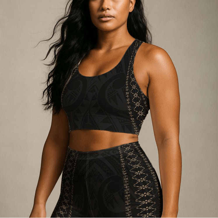 Black seamless sports bra by FYBY, Malu collection, featuring subtle stitching, designed for comfortable active wear.