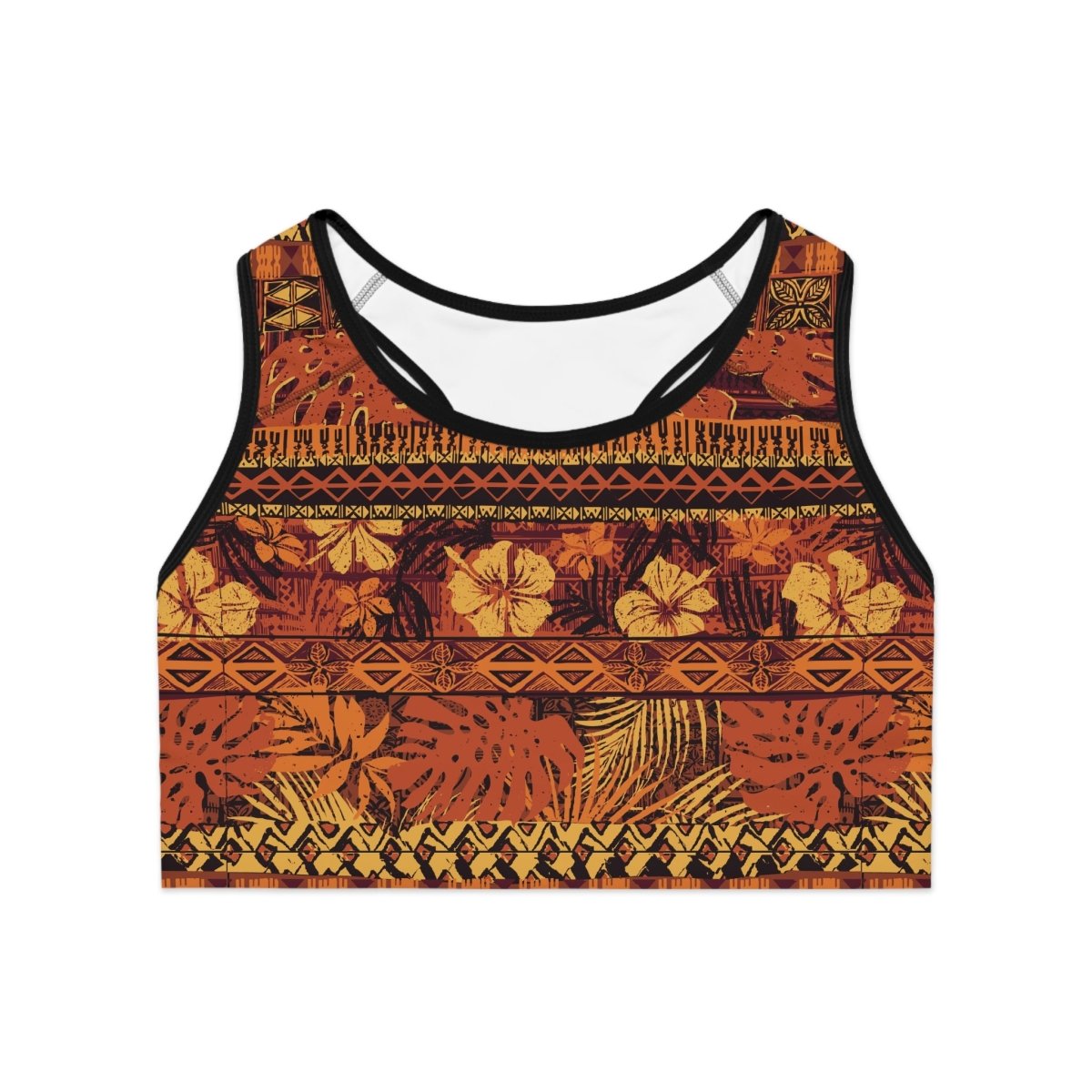 Black seamless sports bra by FYBY with stitching detail, designed for active wear, suitable for AU, NZ, and USA markets.