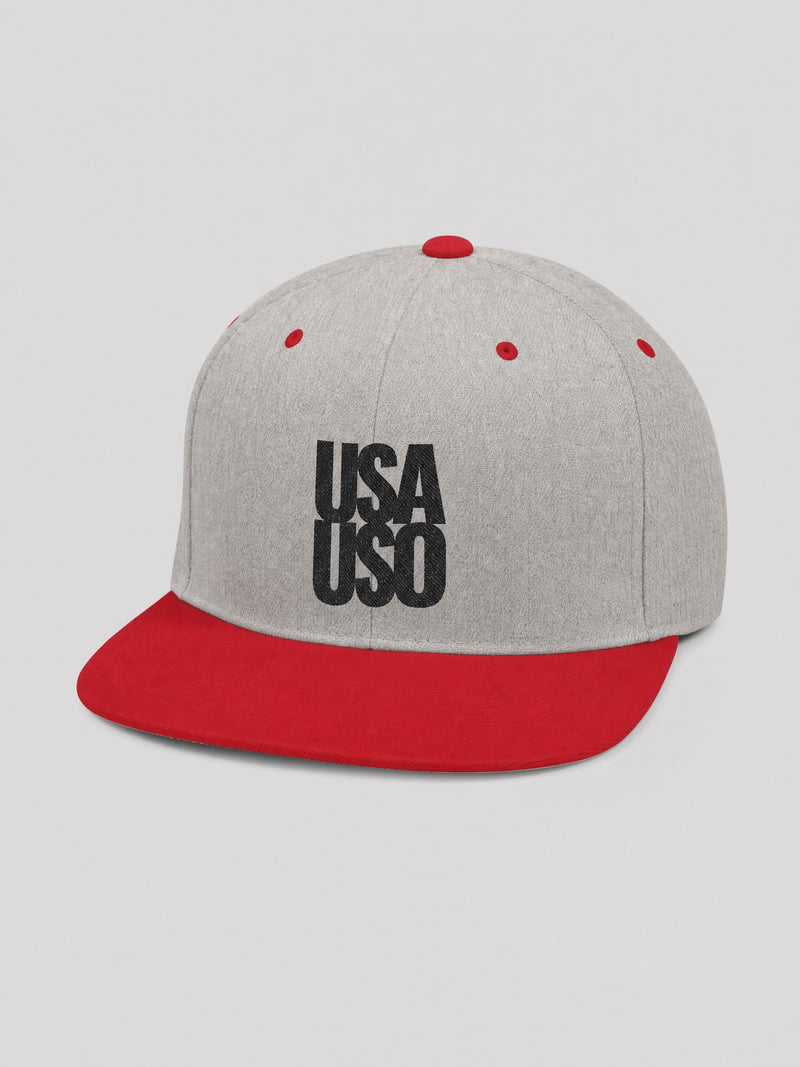 Flat Bill Snapback Hat - USAUSO - Black Embroidery - AU/NZ/USA