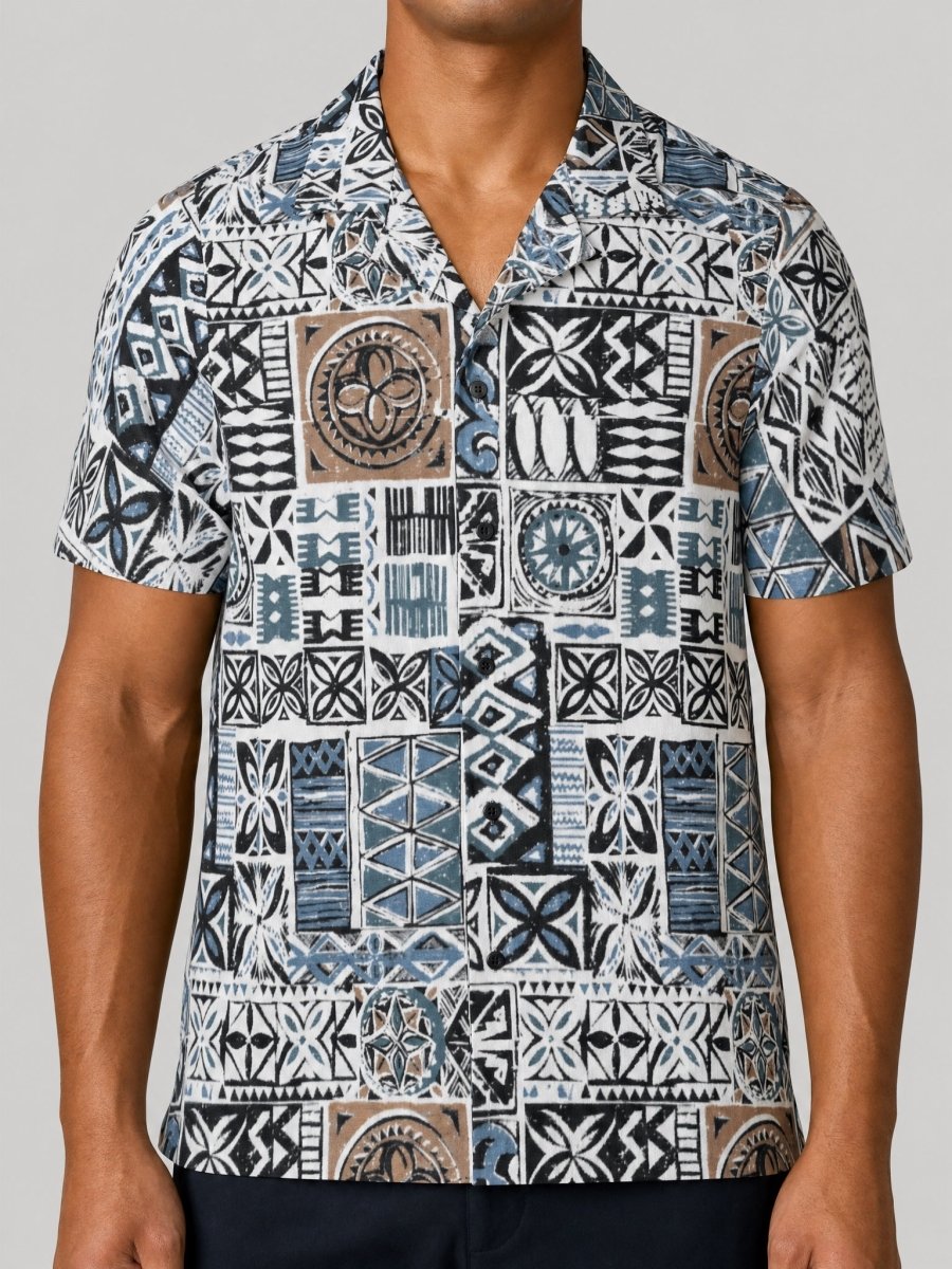 Hawaiian Camp Shirt - Elei Steel - AU/NZ/USA - The Koko Samoa