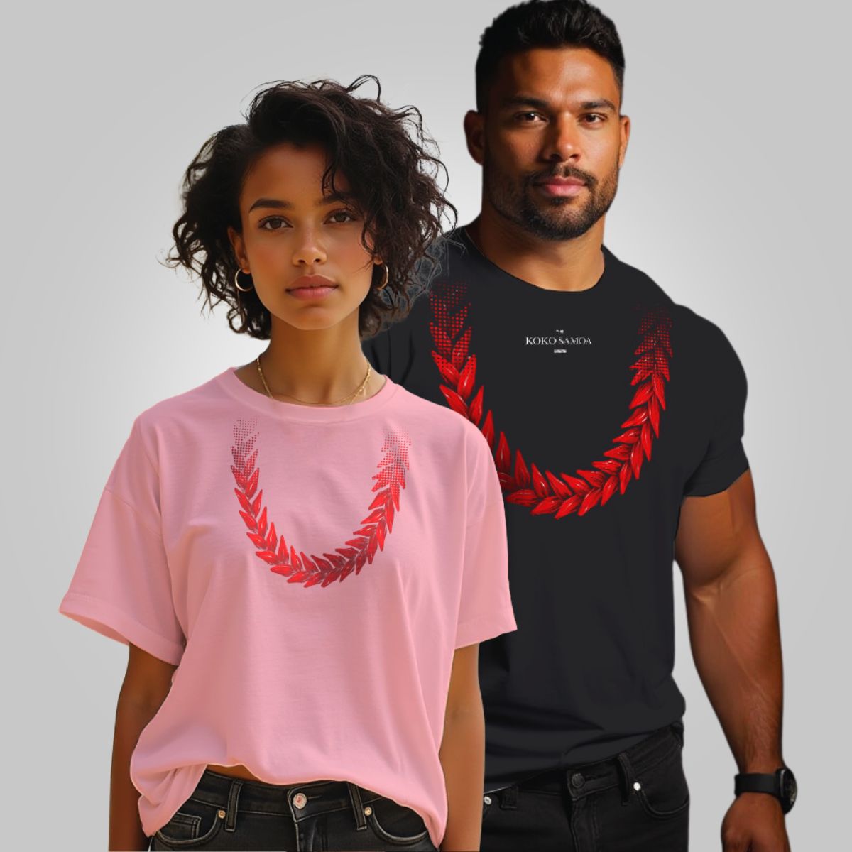 His & Hers Ula Fala Tees - Valentines Bundle - AU/NZ - The Koko Samoa