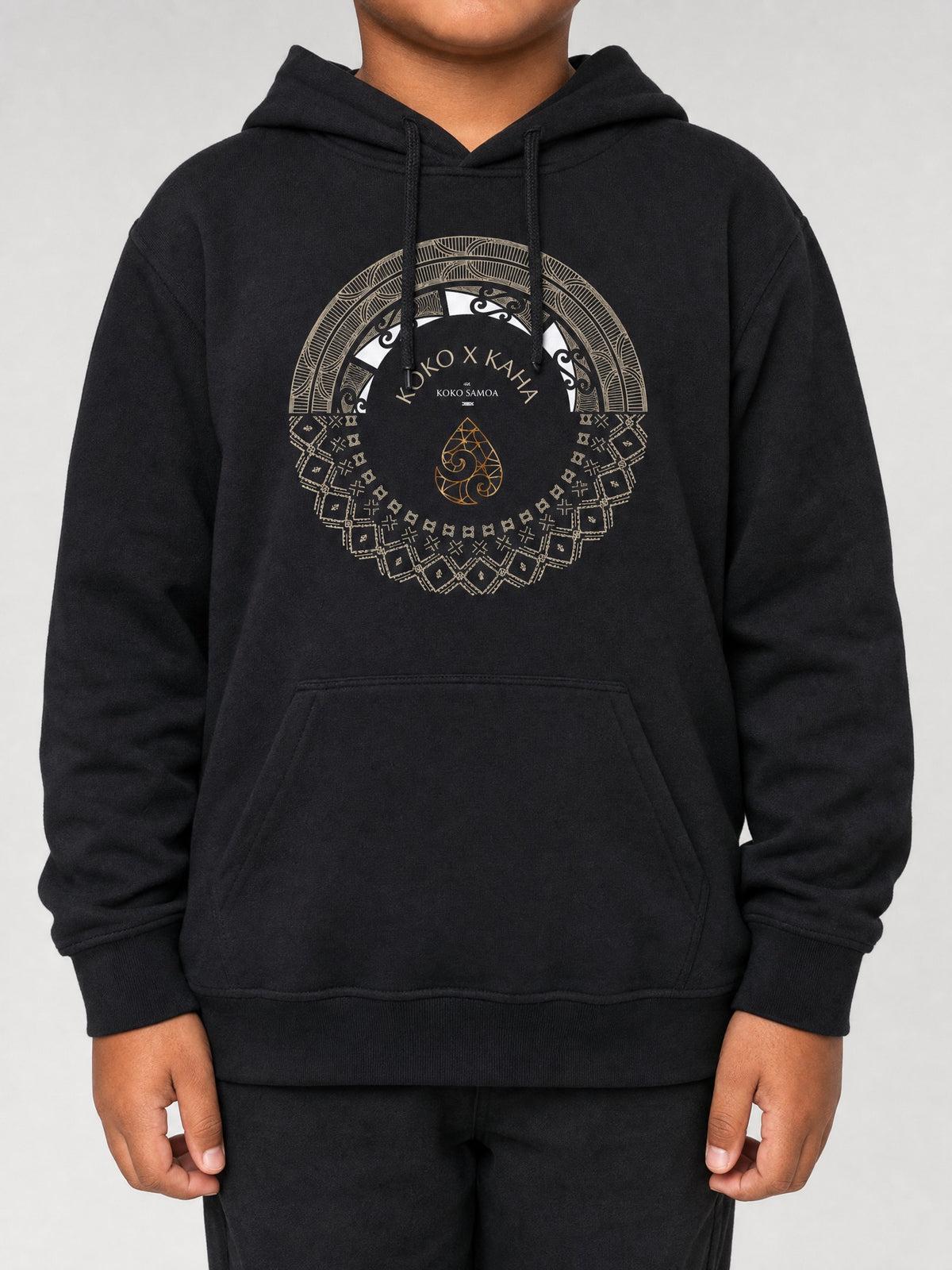 Youth Hoodie - PasifikaOne Aotearoa Samoa on a light grey studio background