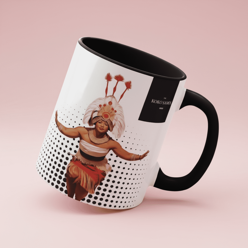 LimaLuxe™ 11oz Taupou mug featuring black ceramic with intricate design, perfect for everyday use.