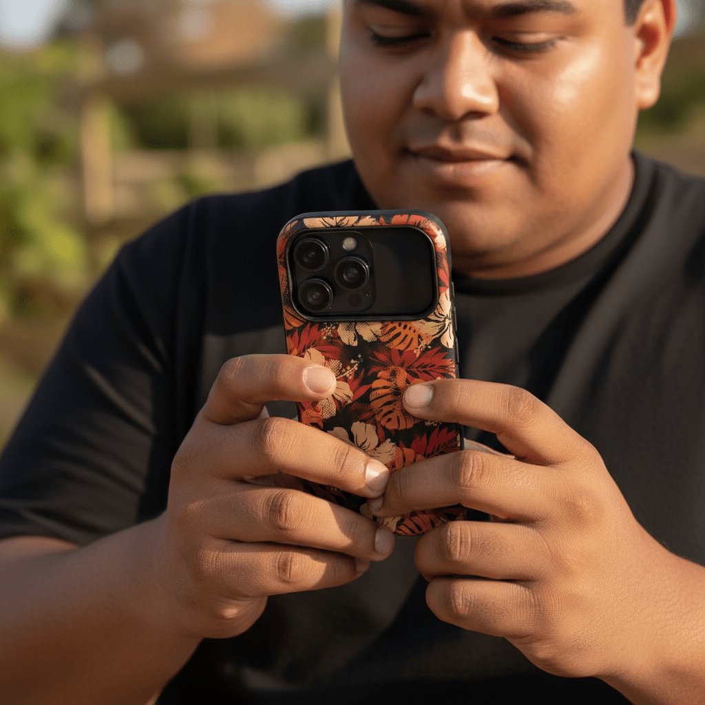WOYC iPhone Tough Phone Case Lalomanu Ember for AU/NZ/USA, rugged protection with vibrant design for iPhone models.