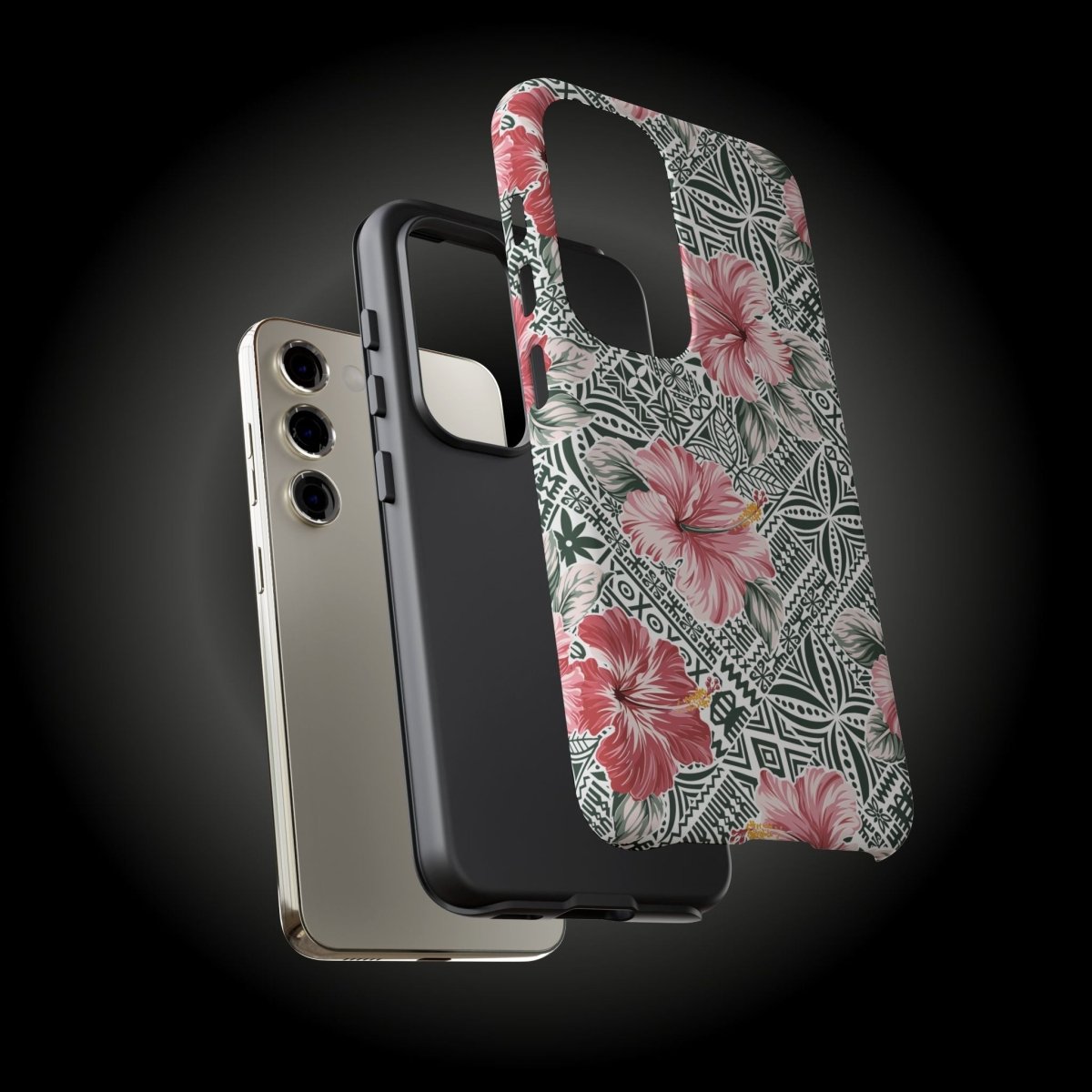 Durable iPhone tough phone case by Printify featuring Solosolo Blooms design with tropical floral pattern for iPhone.
