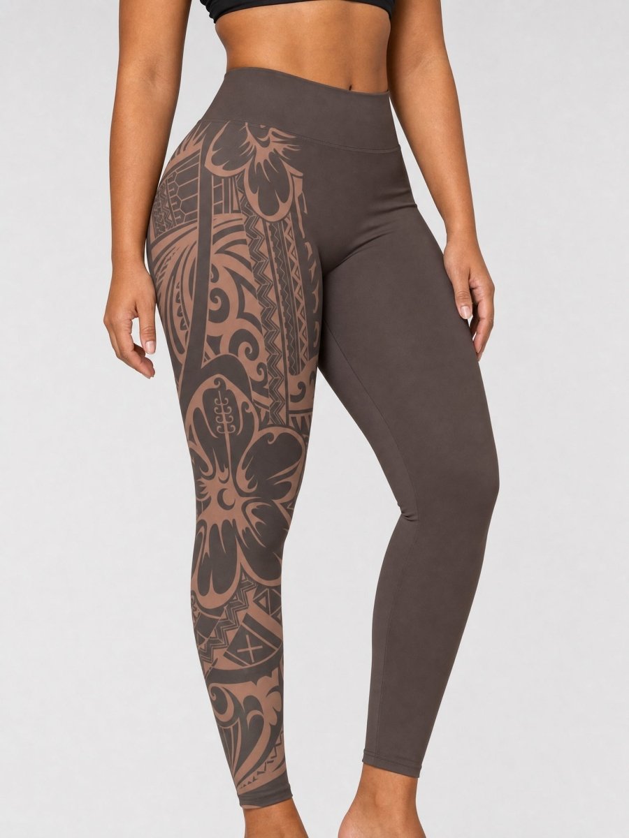 Plus Size Leggings 2XL-6XL - Bloom Driftwood - AU/NZ - The Koko Samoa