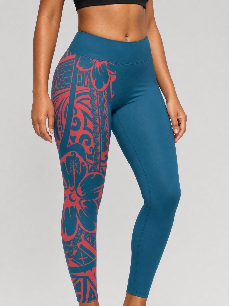 Plus Size Leggings 2XL-6XL - Bloom Peacock - AU/NZ - The Koko Samoa