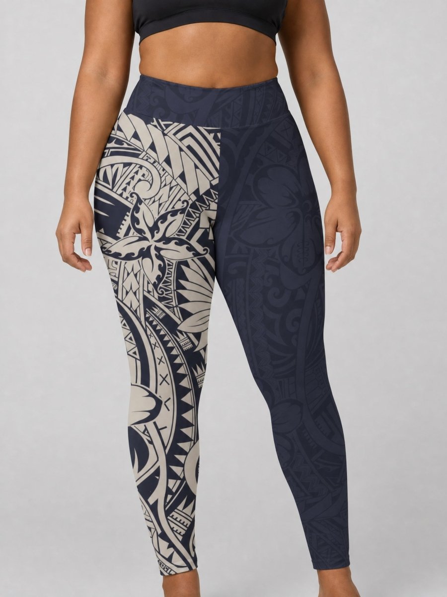 Plus Size Leggings 2XL-6XL - Blue Bloom - AU/NZ - The Koko Samoa