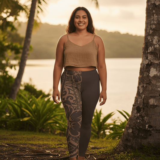 IslandFlex Mid - Rise Leggings - Bloom Mocha Mousse - AU/NZ/USA - The Koko Samoa