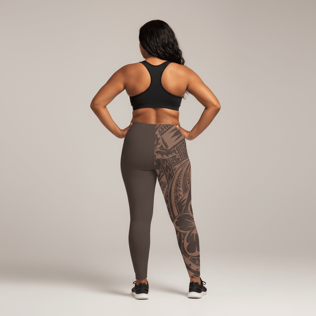 FYBY mid-rise leggings in Bloom Mocha Mousse, featuring a comfortable fit and stylish design for active wear.