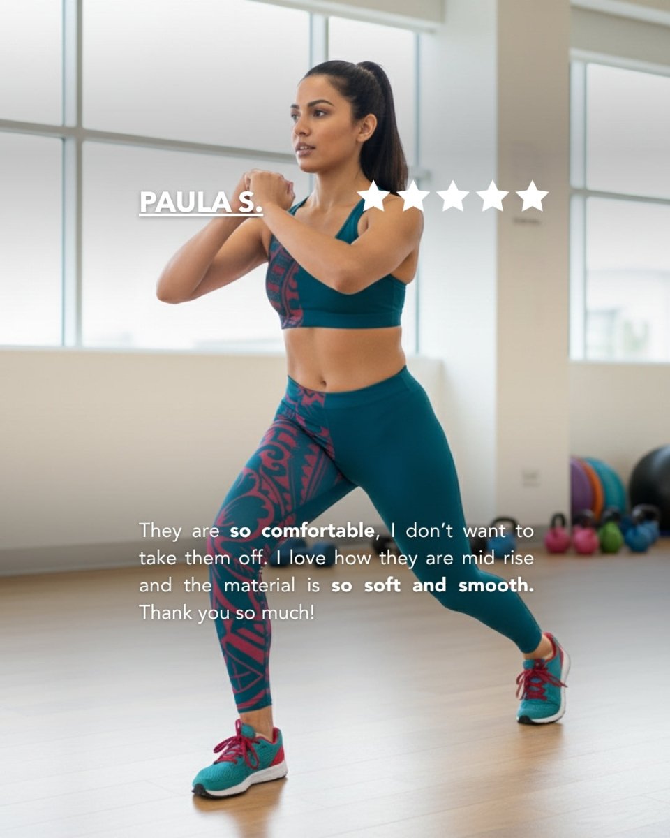 IslandFlex Mid - Rise Leggings - Bloom Winterberry Blue - AU/NZ/USA - The Koko Samoa