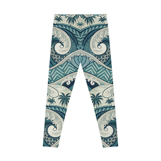 IslandFlex Mid - Rise Leggings - Blue Waves - AU/NZ/USA - The Koko Samoa