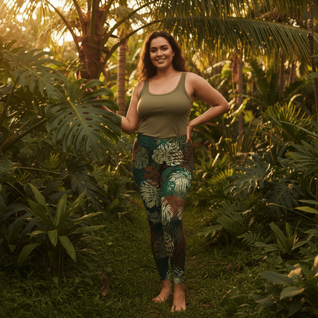 IslandFlex Mid - Rise Leggings - Tafatafa Greens - AU/NZ/USA - The Koko Samoa