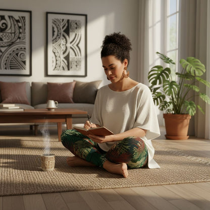 IslandFlex Mid - Rise Leggings - Tafatafa Greens - AU/NZ/USA - The Koko Samoa