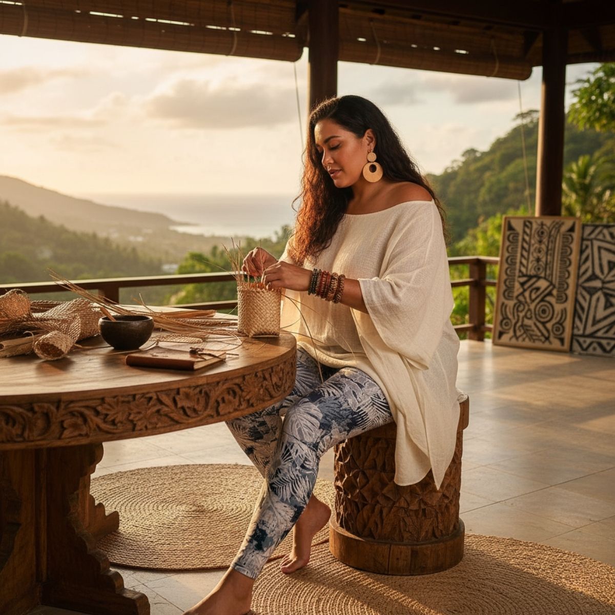 IslandFlex Mid - Rise Leggings - Tiavi Mist - AU/NZ/USA - The Koko Samoa