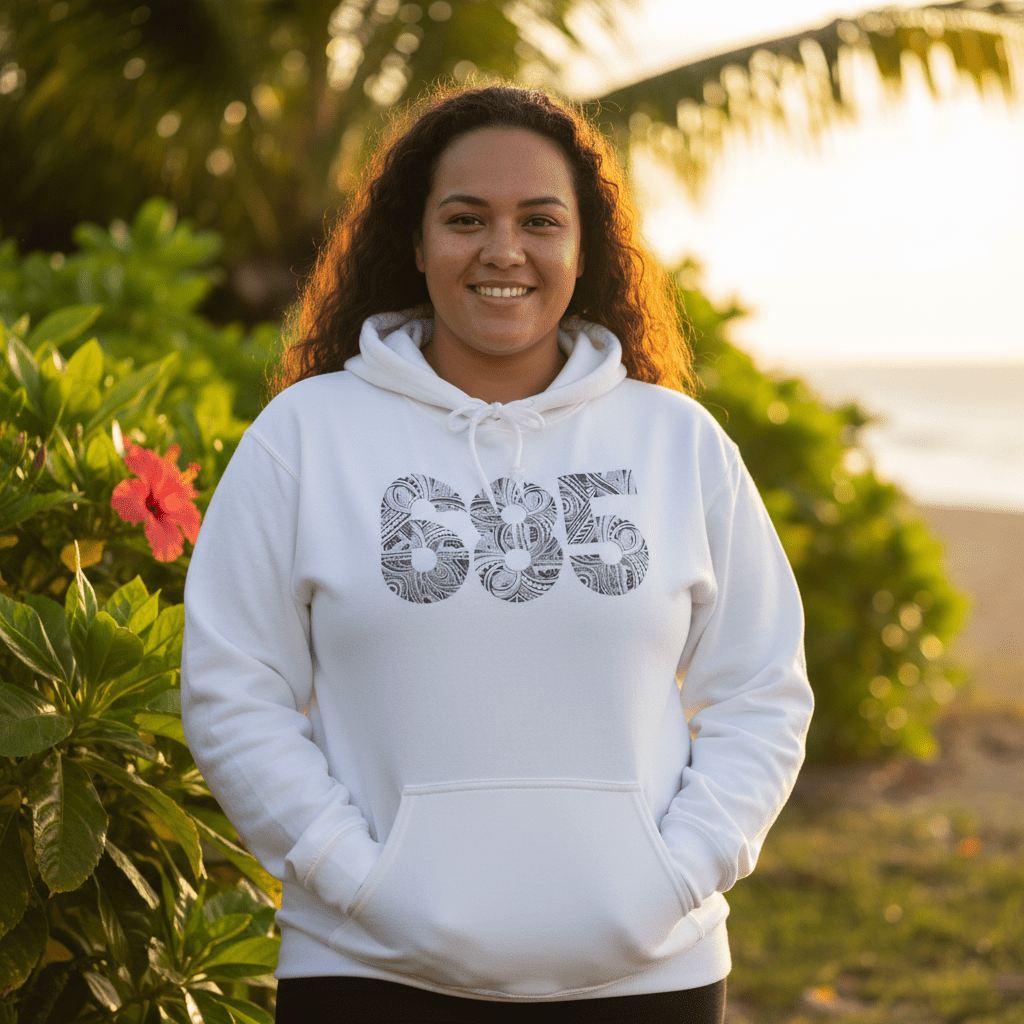 IslandHeavy™ hoodie in Plus 2XL-5XL size, featuring tropical island design, made in USA.