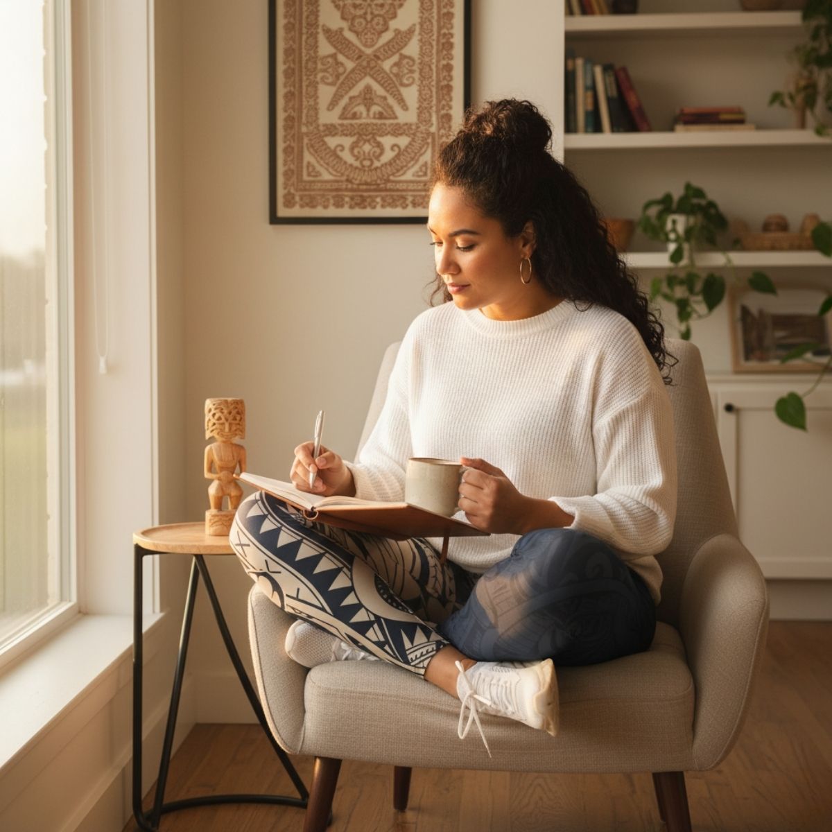 IslandPlus - 2XL to 6XL Leggings - Blue Bloom - AU/NZ/USA - The Koko Samoa