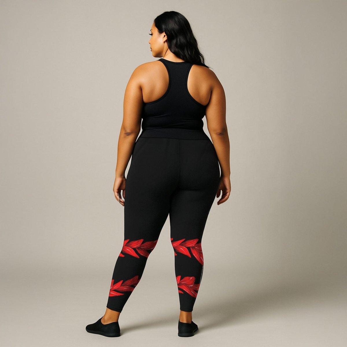 Plus size Subliminator IslandCurvy 2XL to 6XL leggings featuring Ula Fala design with vibrant Polynesian patterns and bold colors.