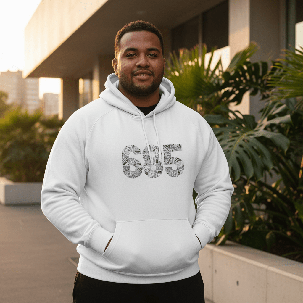 IslandHeavy™ Hoodie, premium soft fabric in plus sizes 2XL-5XL, featuring tropical island design.