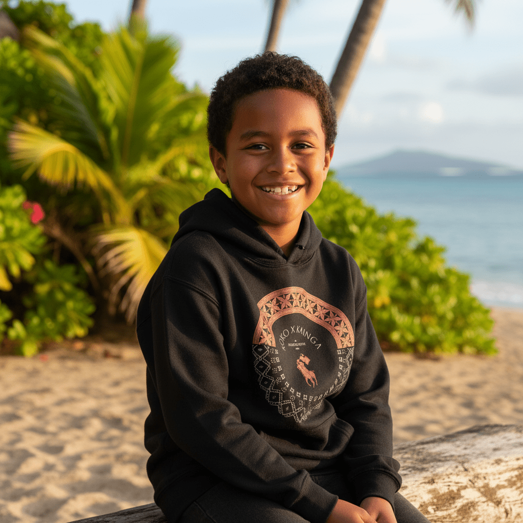 Kids hoodie from The Print Bar featuring PasifikaOne Tonga Samoa design, colorful and comfortable for children.