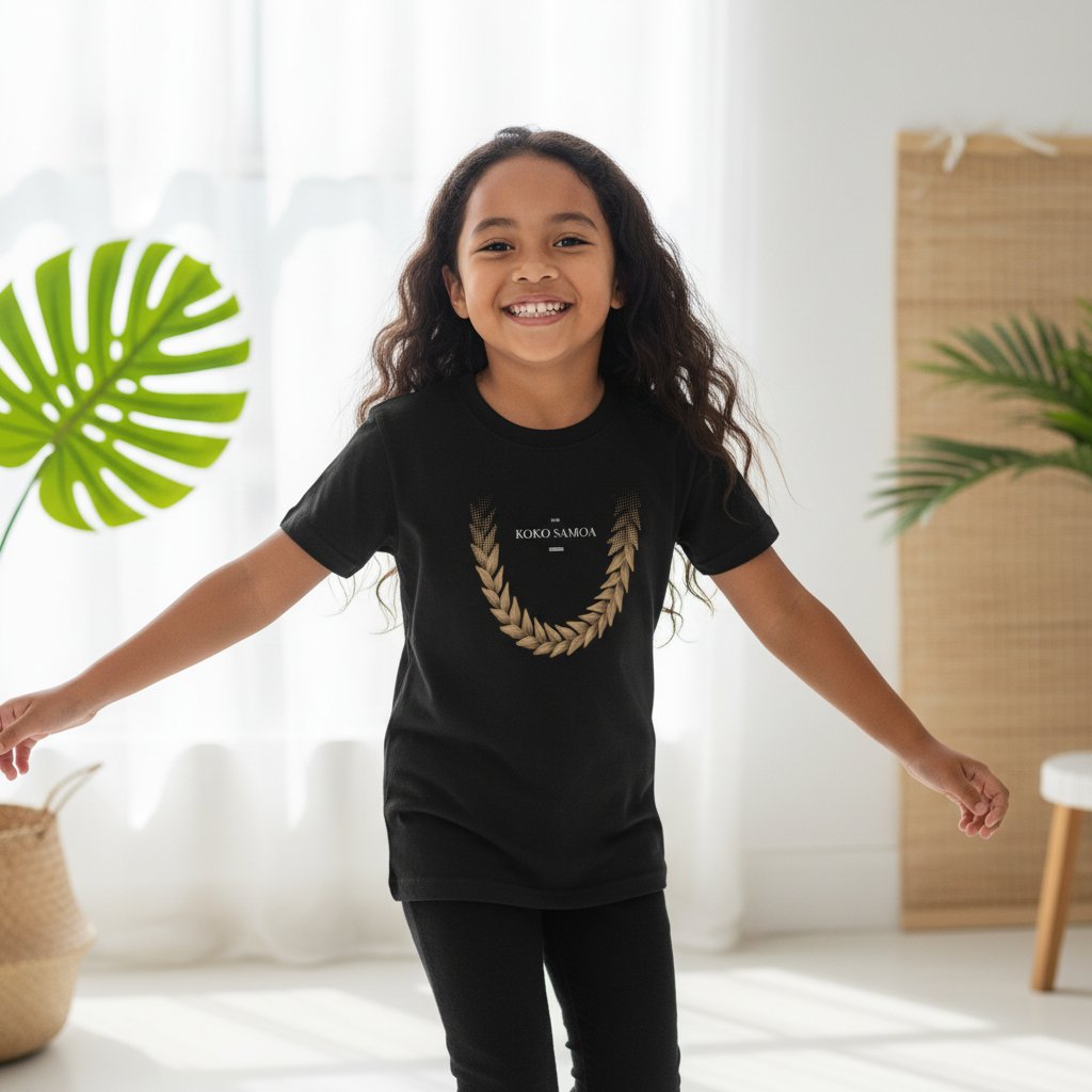 Kids Tee - Ula Fala Brown - AU/NZ/USA - The Koko Samoa