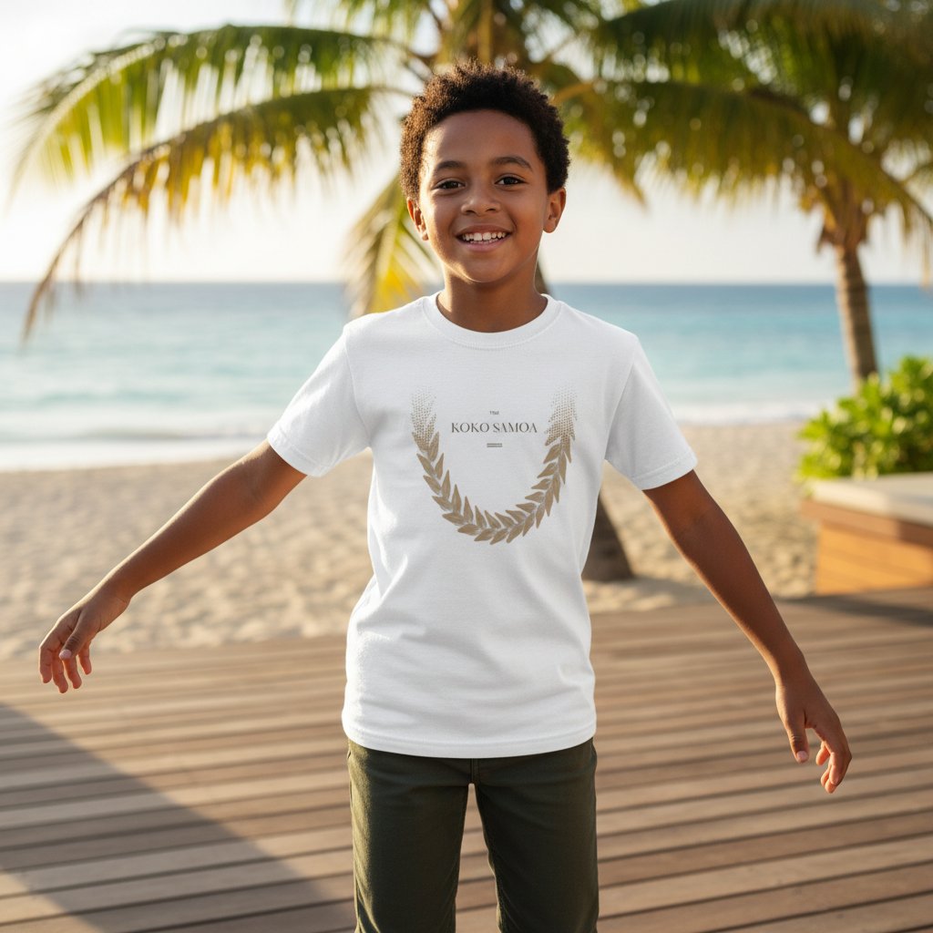Ula Fala Brown kids tee, The Koko Samoa