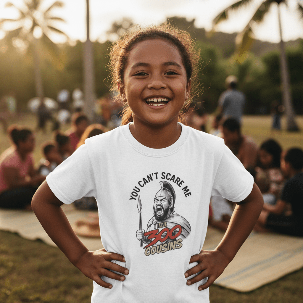 Kids unisex T-shirt by The Print Bar featuring a colorful 300 Cousins design, perfect for children in AU/NZ.