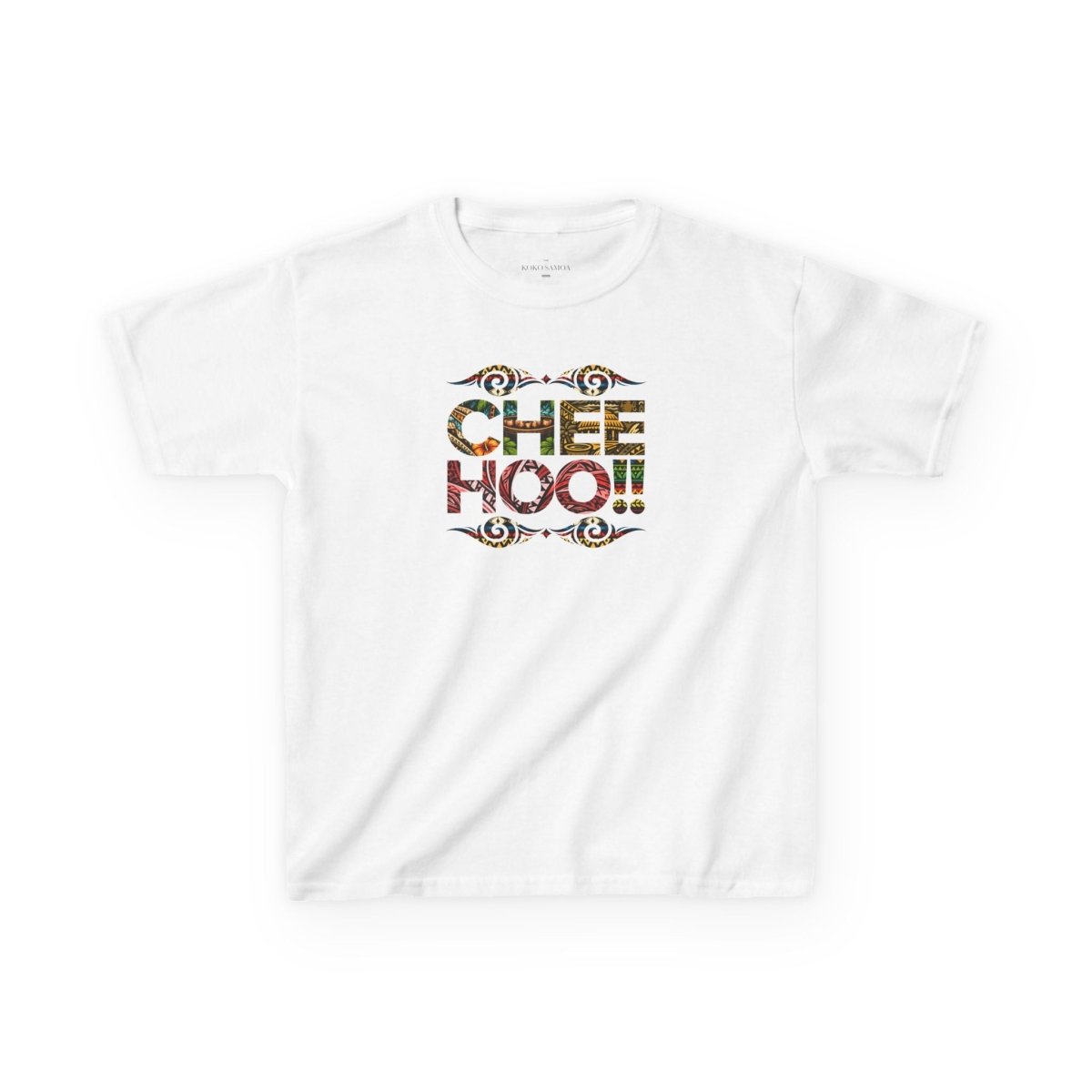 Kids unisex CHEEHOO! T-shirt by The Print Bar featuring colorful playful design, perfect for kids' casual wear.
